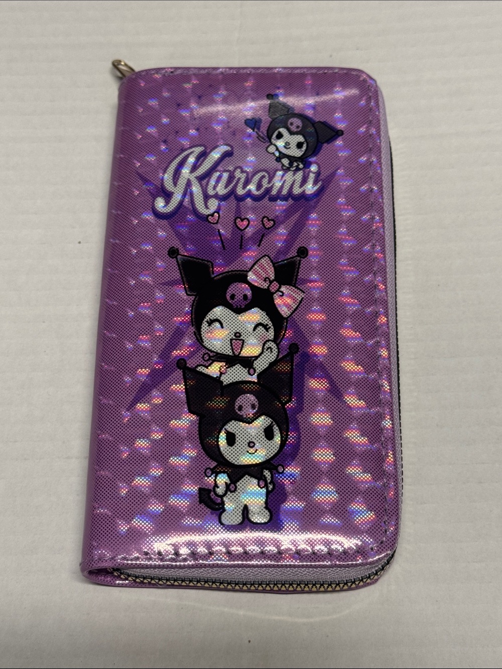 Sanrio Kuromi Holographic Purple Zip-Around Wallet Hello Kitty NWT
